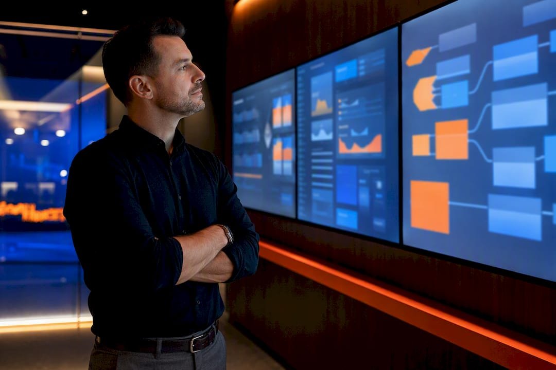 Analyst reviewing real time decisioning dashboards