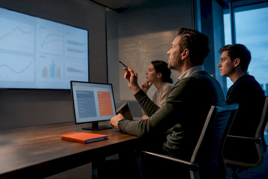 Analytics team reviewing marketing response curves