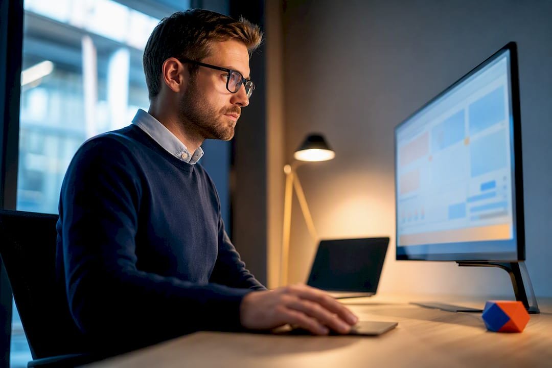 Analyst reviewing predictive lead scores