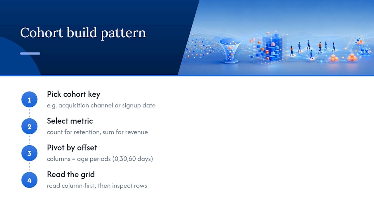 Four-step cohort analysis build pattern