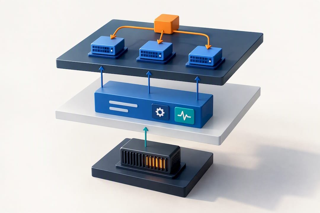 Layered AI serving architecture illustration