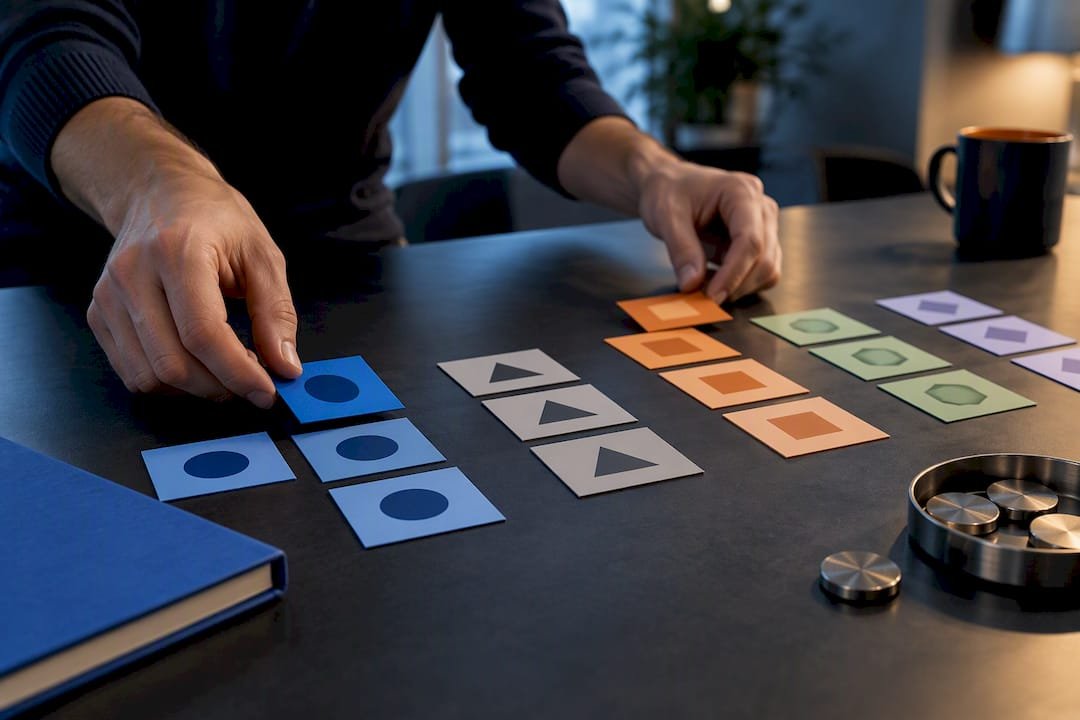 Hands sorting B2B segmentation criteria cards