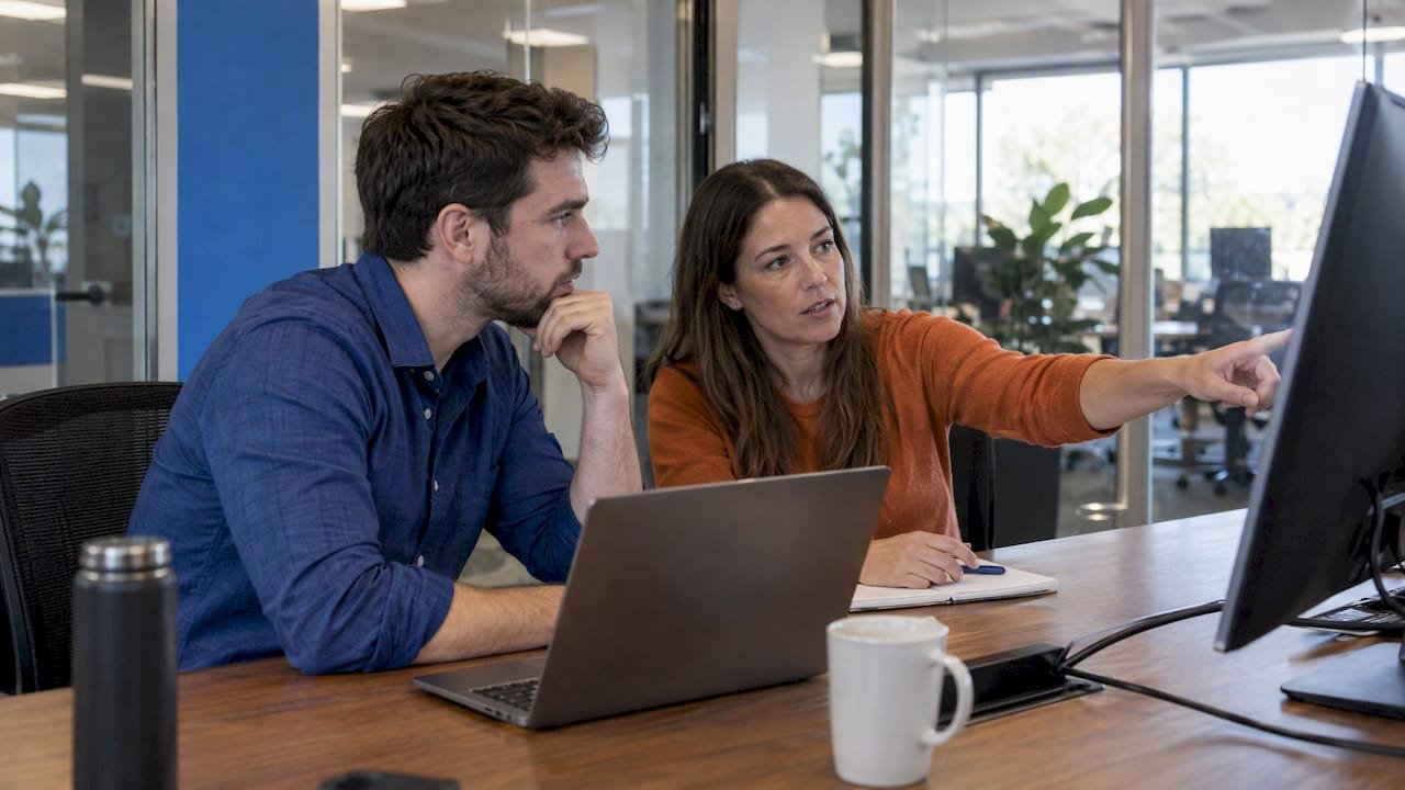 Marketing team reviewing budget allocation scenarios