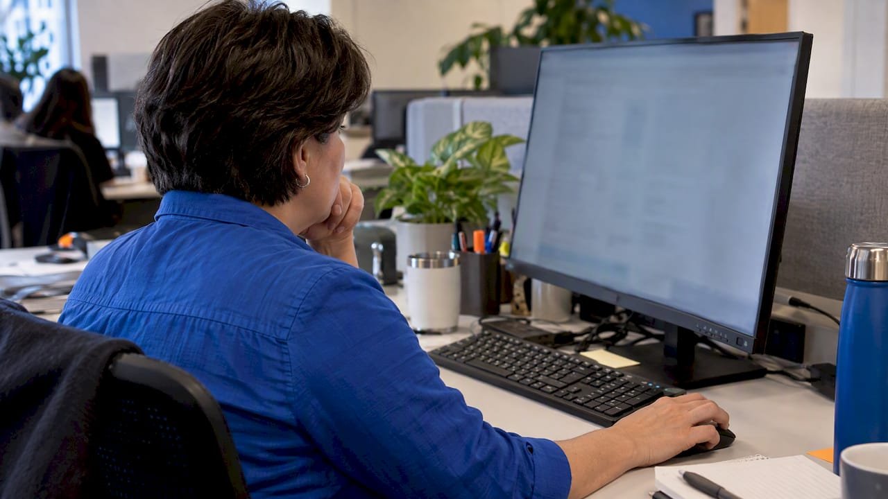 Data steward reviewing customer record matches