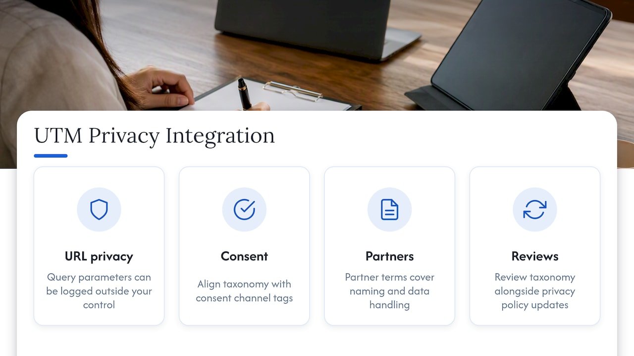Integration of UTM governance with broader data privacy and compliance policies — overview diagram