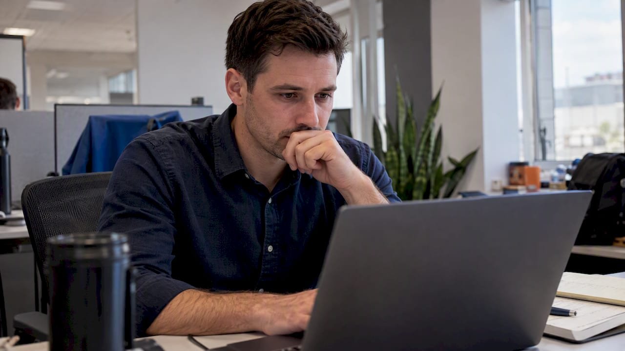 Sales representative checking a CRM lead score